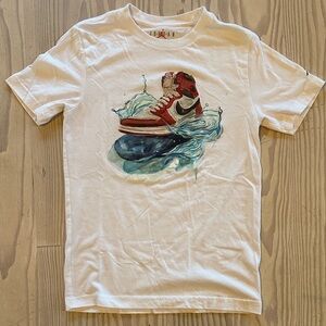 Jordan White Tee with Red & Blue Sneaker Graphic